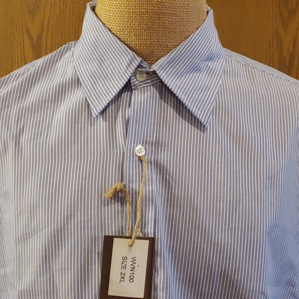 Roar nwt blue white pinstriped long sleeve shirt